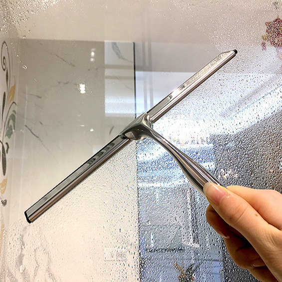 10 Inch Stainless Steel Window Squeegee Shower Cleaning Wiper with Adhesive Hook Glass scraper cleaner Cleaning tool