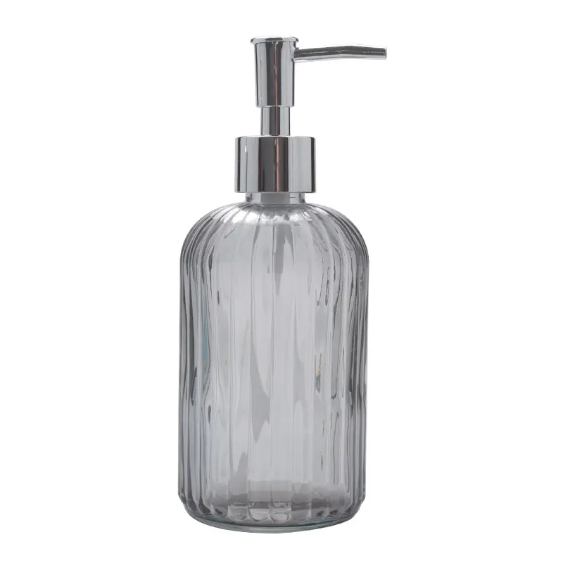 Glass Refillable Liquid Soap Dispenser Modern Hotel Hand Soap Glass Bottle with Stainless Steel Pump Factory Price Sale 415ML