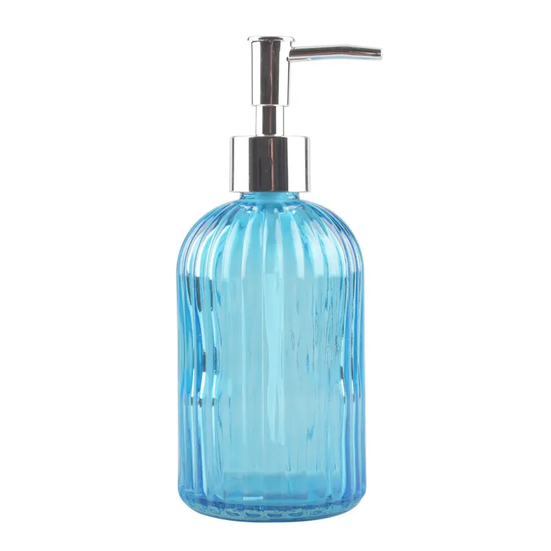 Glass Refillable Liquid Soap Dispenser Modern Hotel Hand Soap Glass Bottle with Stainless Steel Pump Factory Price Sale 415ML