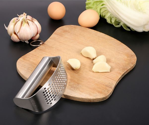 Stainless steel garlic press rocker manual garlic shredder and crusher kitchen accessory tools