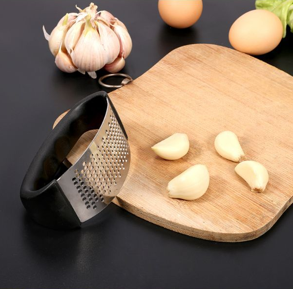 Stainless steel garlic press rocker manual garlic shredder and crusher kitchen accessory tools