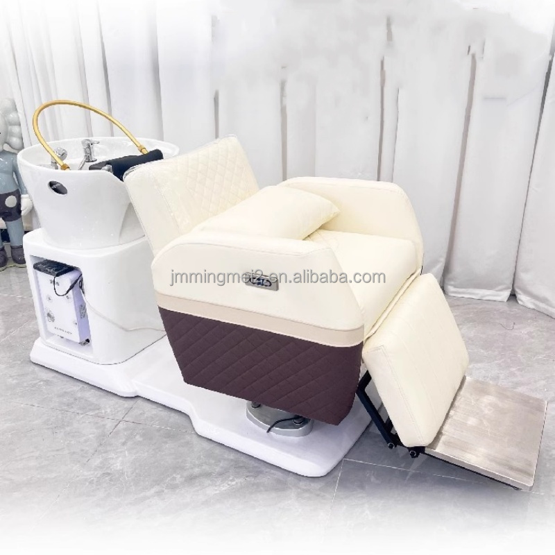 Modern Hair Salon shampoo chair  with water circulation and steamer cream salon shampoo bowl and  wash chair