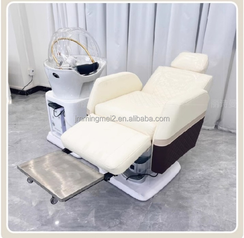 Modern Hair Salon shampoo chair  with water circulation and steamer cream salon shampoo bowl and  wash chair