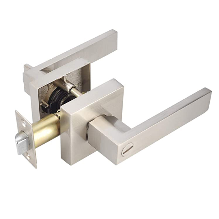 Square Lever Set Heavy Duty Stainless Steel High-end Lever Tubular Latch Passage Door Handle Lock