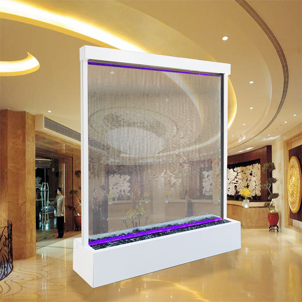 Customized indoor waterfall with LED light water feature stainless steel mirror waterfall wall