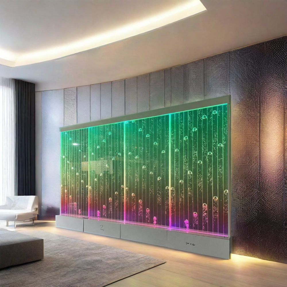 Wholesale Acrylic Screen LED Light Digital Waterfall Water Bubble Curtain Panel Room Divider