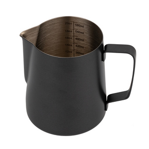 Barista 20OZ 600ml Espresso Steaming Jug Frothing Pitcher Latte Coffee Frother Wholesale Stainless Steel Milk Jug Black