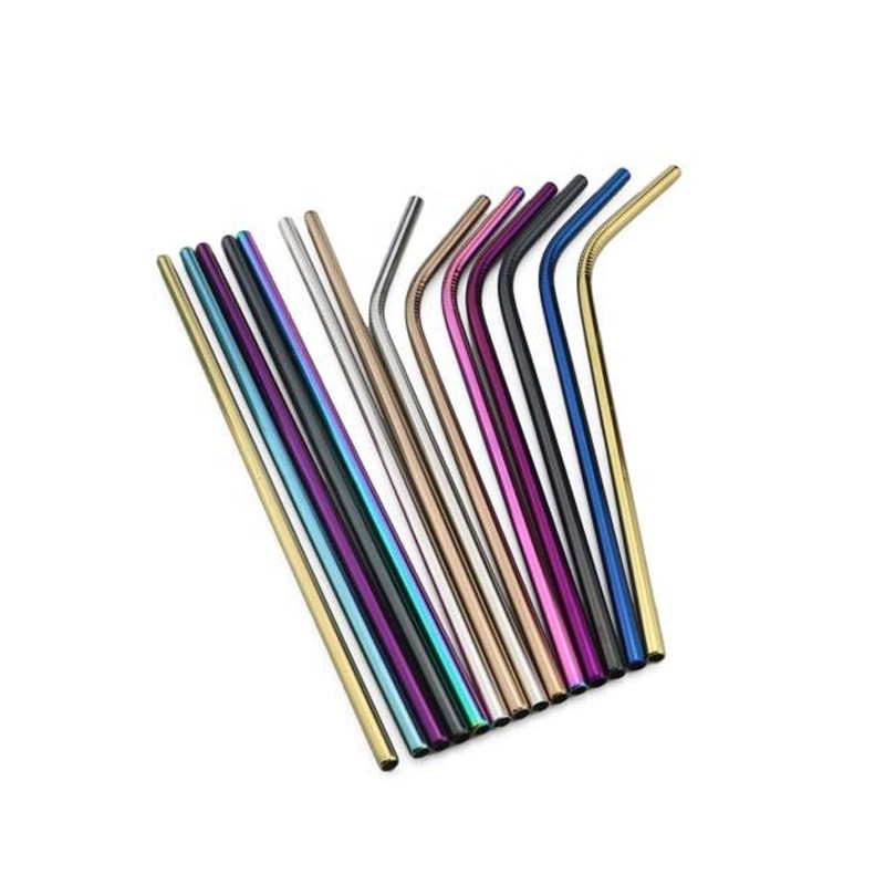 Eco Friendly Stainless Steel Straw Set,Straight Reusable Stainless Steel Drinking Straws with Thread