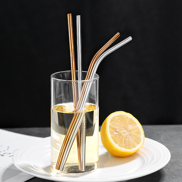 Eco Friendly Stainless Steel Straw Set,Straight Reusable Stainless Steel Drinking Straws with Thread