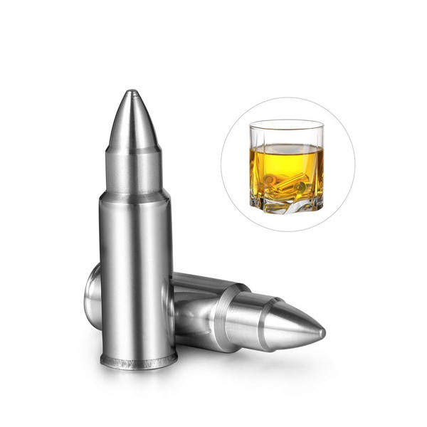 Bullet Shaped Whiskey Stones Chills Drinks Stainless Steel Gift Set Stones Rocks Cubes for Chilling Vodka Whiskey