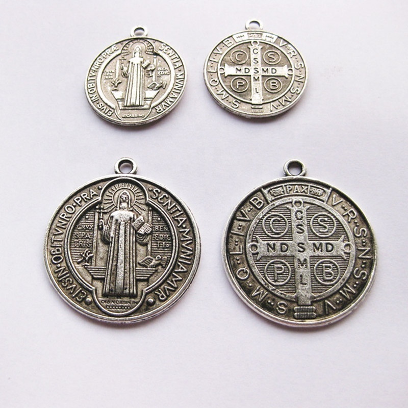 Medalyon St Benedict And Saint Medal Gol Religious Medals Metal Jewelry Engraved Wholesale Zinc Alloy