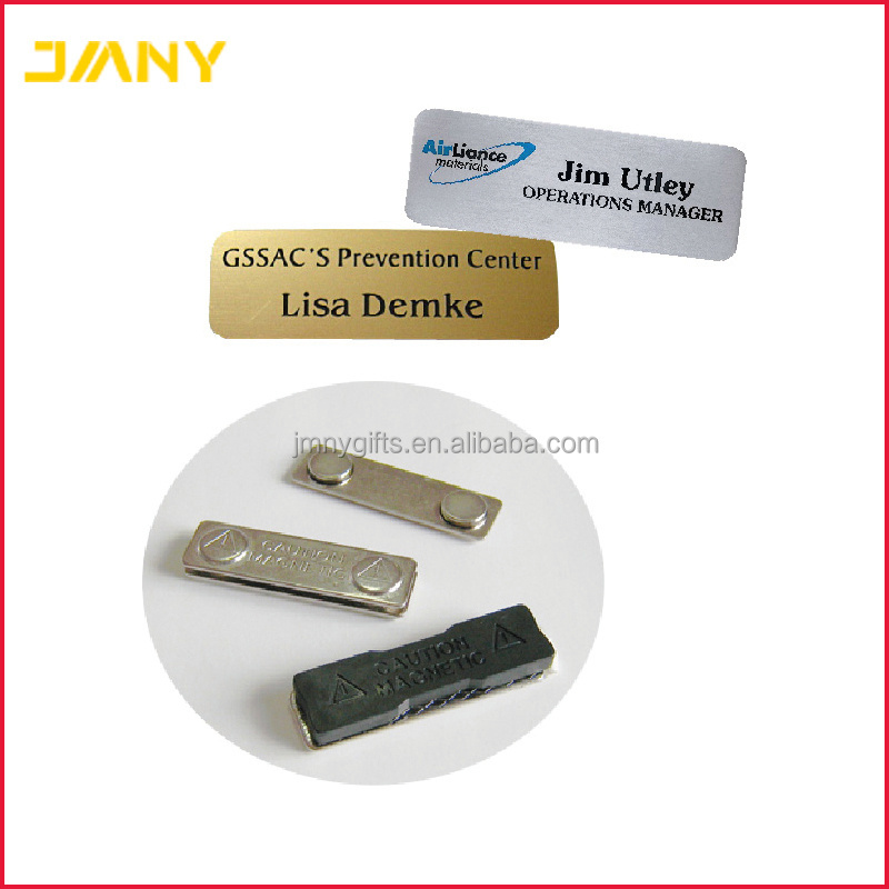 Custom Design Company Logo Printing Metal Name Badges with Brooch Pin or Magnet Back