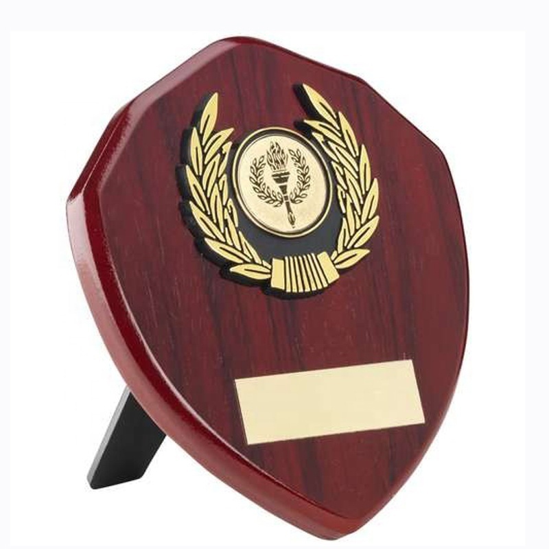 Custom Design Blank Medal Shield Wooden Component Awards Plaques with Metal decoration