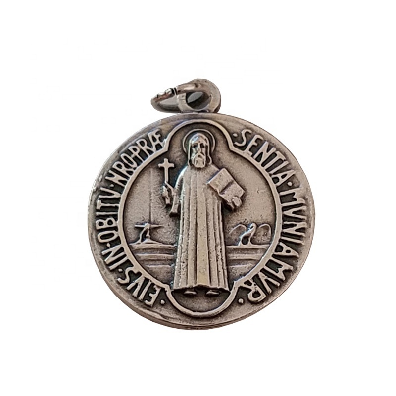 Medalyon St Benedict And Saint Medal Gol Religious Medals Metal Jewelry Engraved Wholesale Zinc Alloy