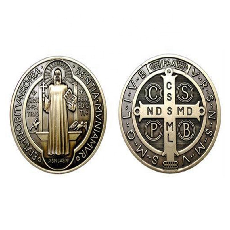 Medalyon St Benedict And Saint Medal Gol Religious Medals Metal Jewelry Engraved Wholesale Zinc Alloy