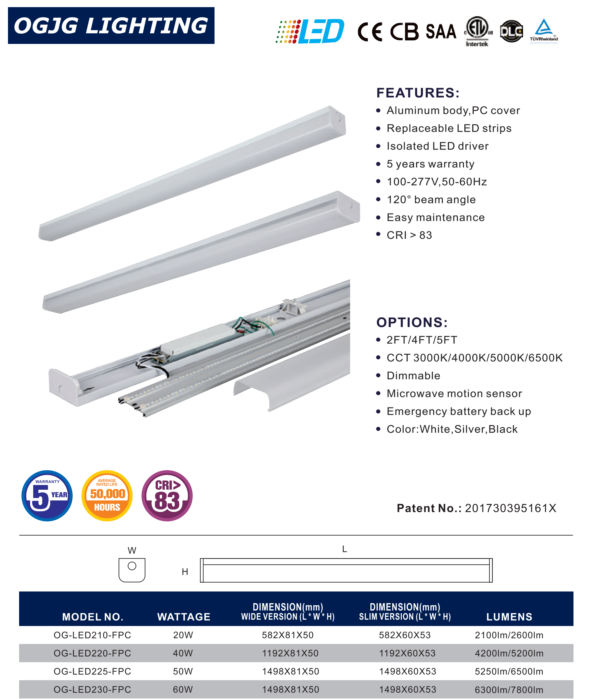 TUV-CE TUV-CB SAA indoor led batten lighting surface mounted LED ceiling light fixture