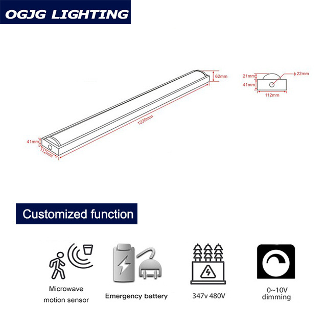 0-10v dimmable ceiling light emergency battery motion sensor corridor led linear light