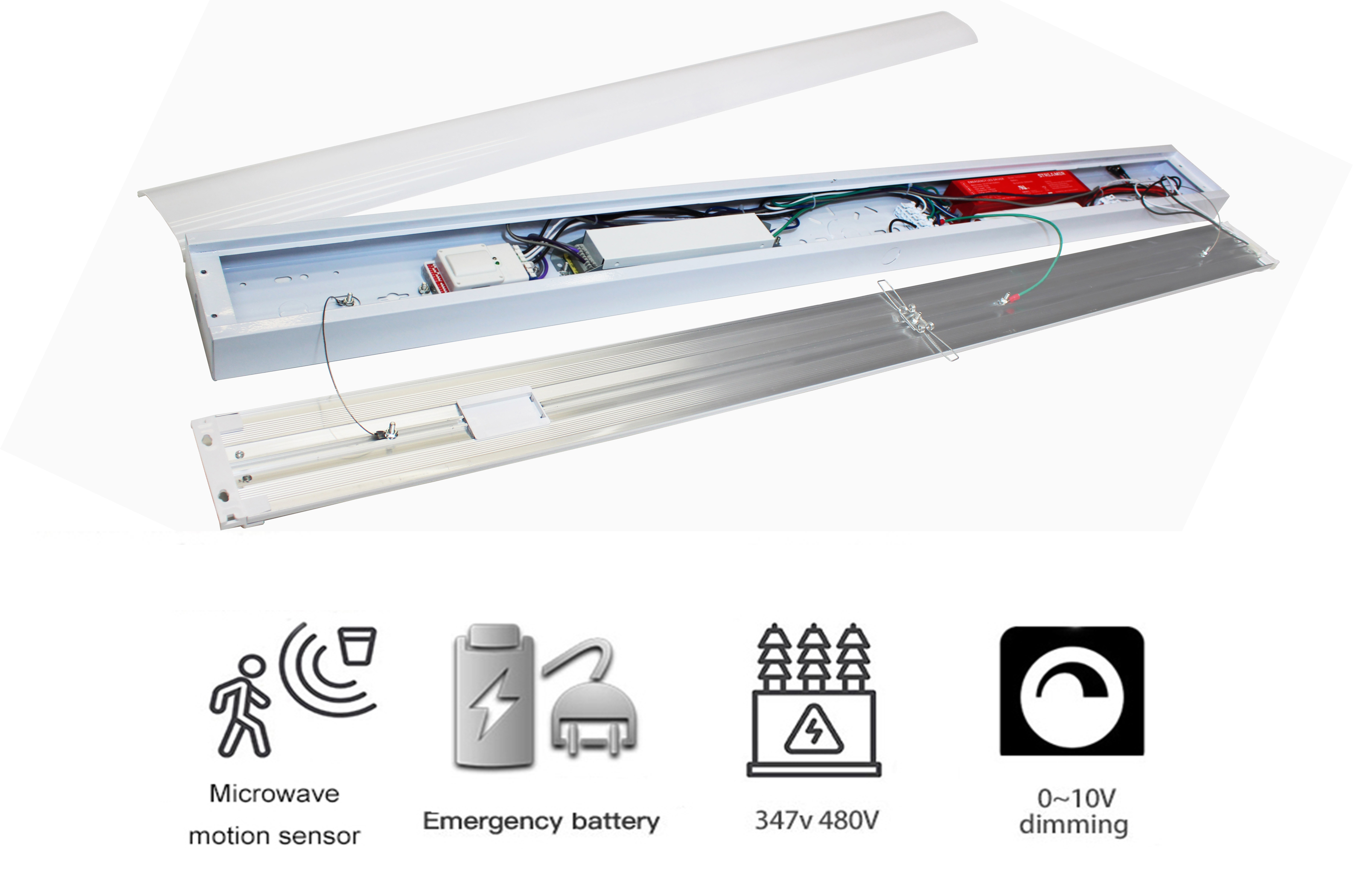 DLC Premium 105lm/w 130lm/w 40W 4ft led wrap light fixture led wraparound light linear ceiling lights