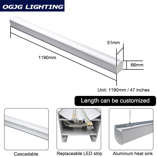 commercial industrial lighting linear 4ft 5ft 8ft 30w 60w led shop light 4 feet led tube fixture