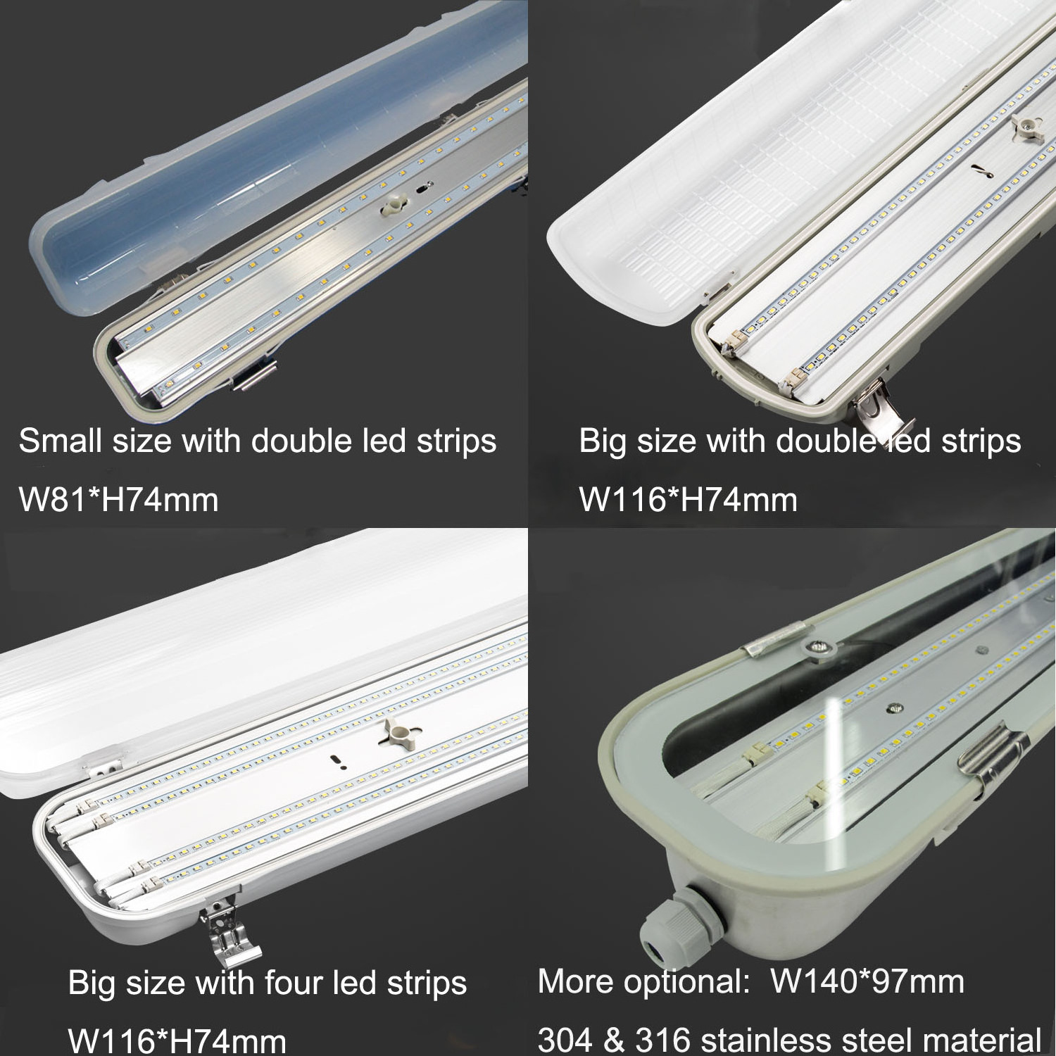 4FT LED Lighting Fixture Replace T8 Fluorescent Lamp Tri-proof Vapor Tight Light