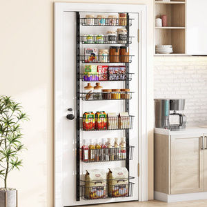 Over the Door Pantry Organizer, 8-Tier Adjustable Baskets Pantry Organization, Metal Door Shelf with Detachable Frame