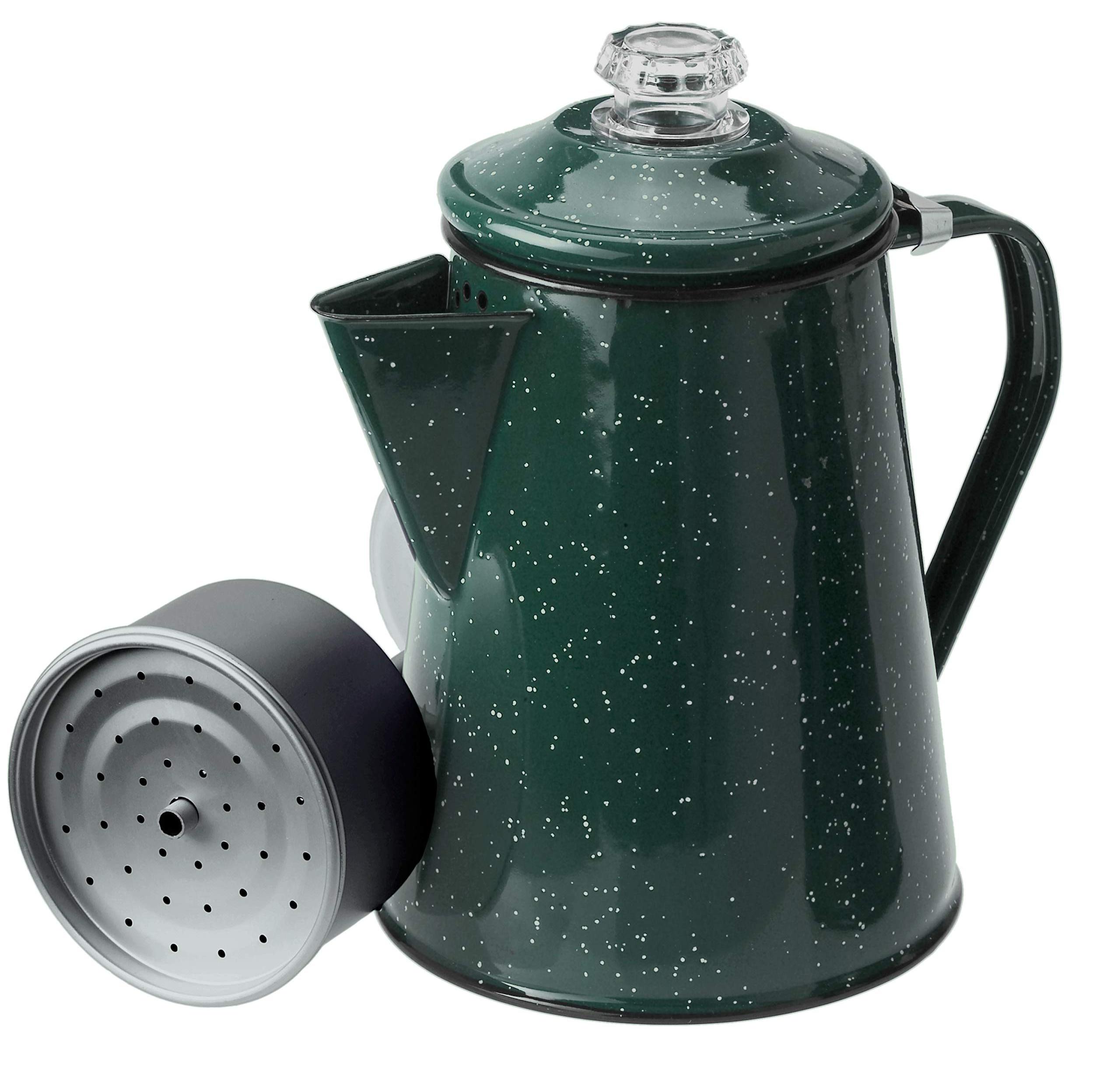 8/12 Cups Outdoors Enamelware Percolator Coffee Pot for Brewing Coffee Over Stove & Fire Tea Pot for Campsite Cabin RV Kitchen