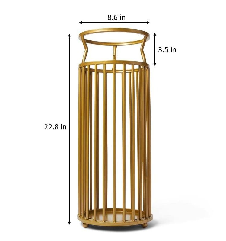 Umbrella Holder Stand Large - Entryway - Decorative Metal Freestanding Umbrella Stand Rack Organizer - Gold