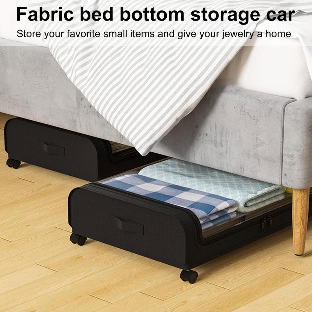 Shoe Storage Box Large Capacity Store Non-Woven Fabric Under Bed Storage Organizer with Wheel Household Supplies