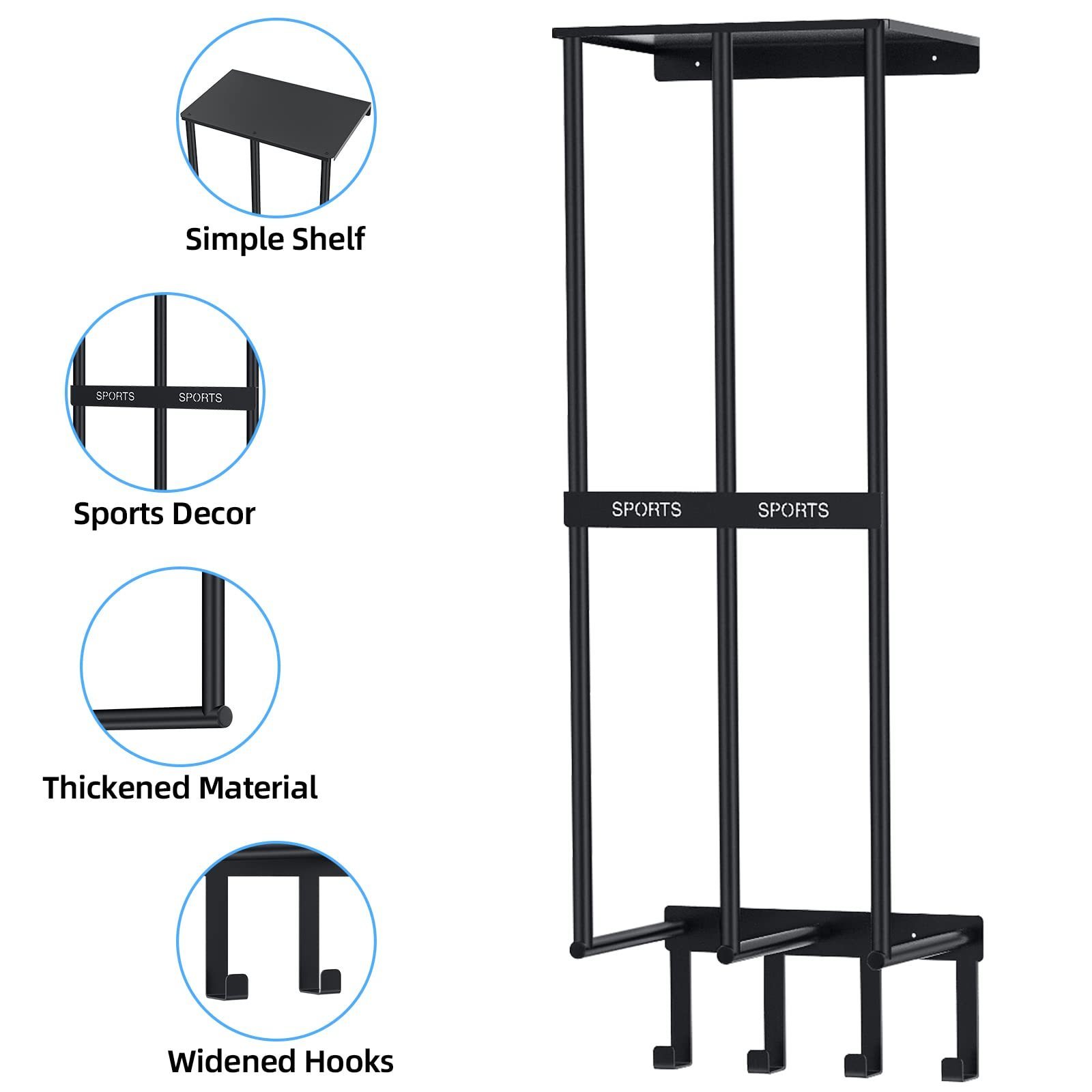 Camping Chair Storage, Metal Camping Chair Holder for Garage with 4 Hooks, Beach Chair and Umbrella Wall Storage Rack