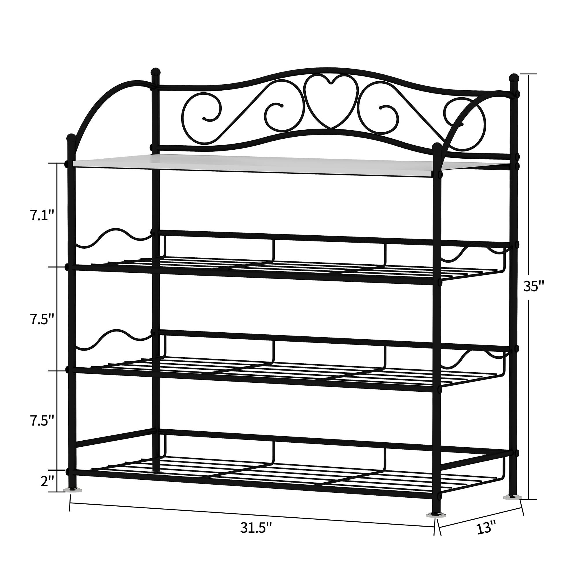 4-Tier Shoe Rack Gold, Metal Shoe Rack for Entryway, Closet, Free Standing Shoe Storage Racks