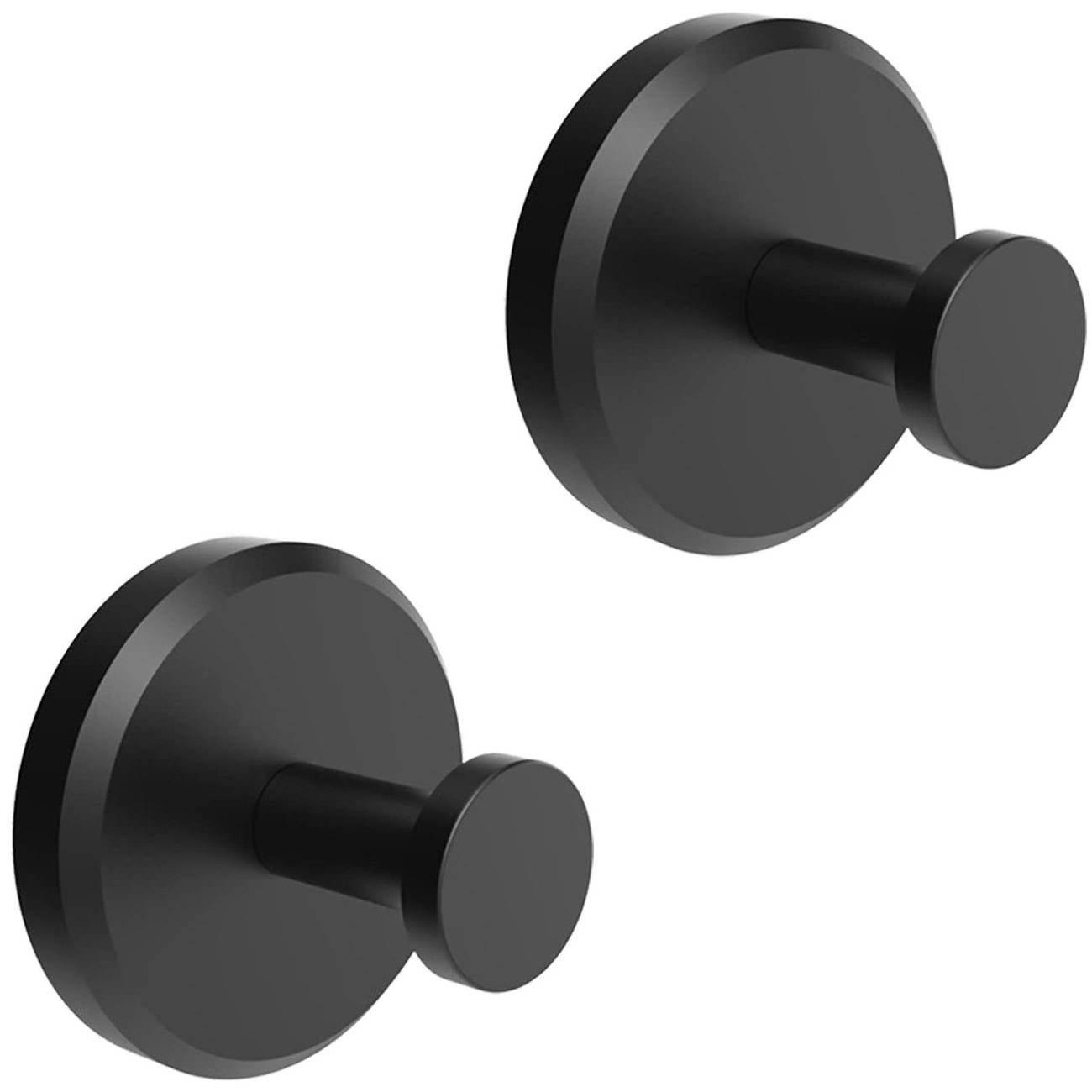 Suction Cup Hooks  Loofah, Towel, Coat, Bath Robe Hook Holder for Hanging up to 15 lbs Waterproof, Dark, Matte Black (2-Pack)