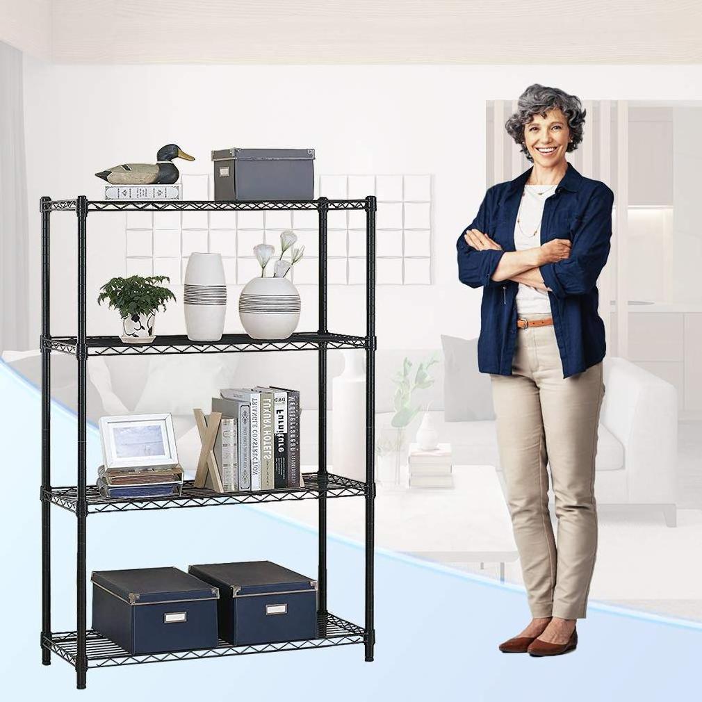 4 Tier Shelving Unit Wire Shelf Metal Large Storage Shelves Heavy Duty Height Adjustable Steel Utility Shelf Rack Organizer