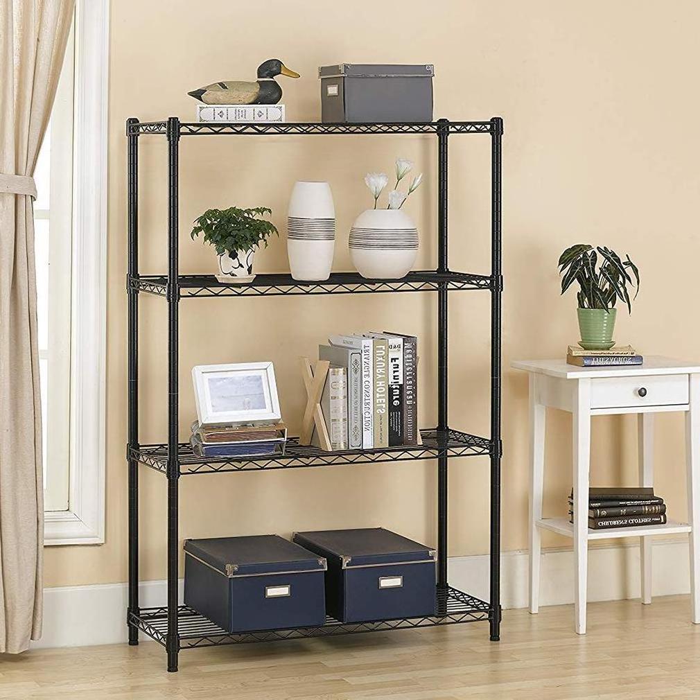 4 Tier Shelving Unit Wire Shelf Metal Large Storage Shelves Heavy Duty Height Adjustable Steel Utility Shelf Rack Organizer