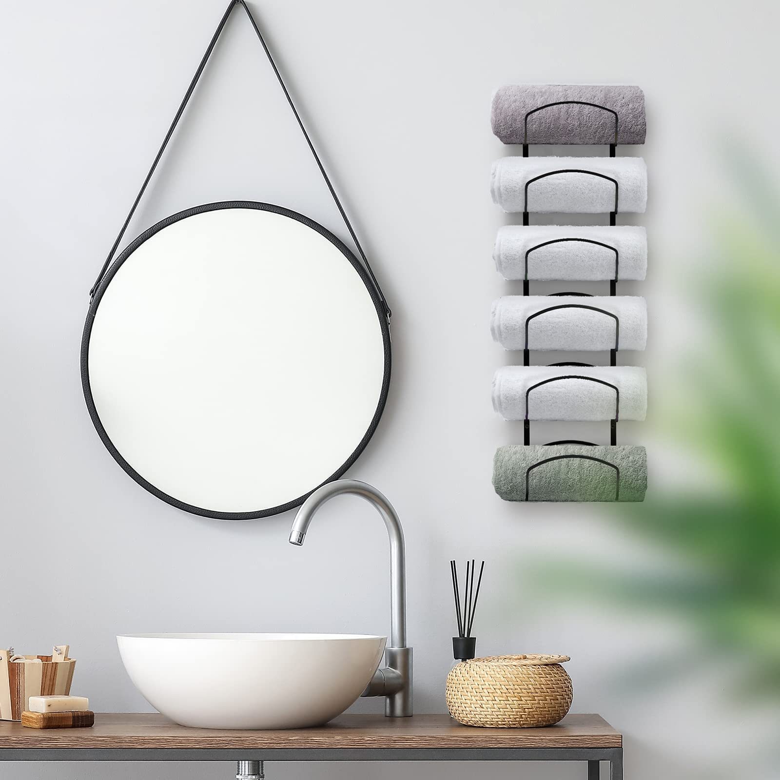 Towel Racks for Bathroom, Towel Rack Wall Mounted Bathroom Towel Holder, Towel Storage for Rolled Bath Shower Hand Towel