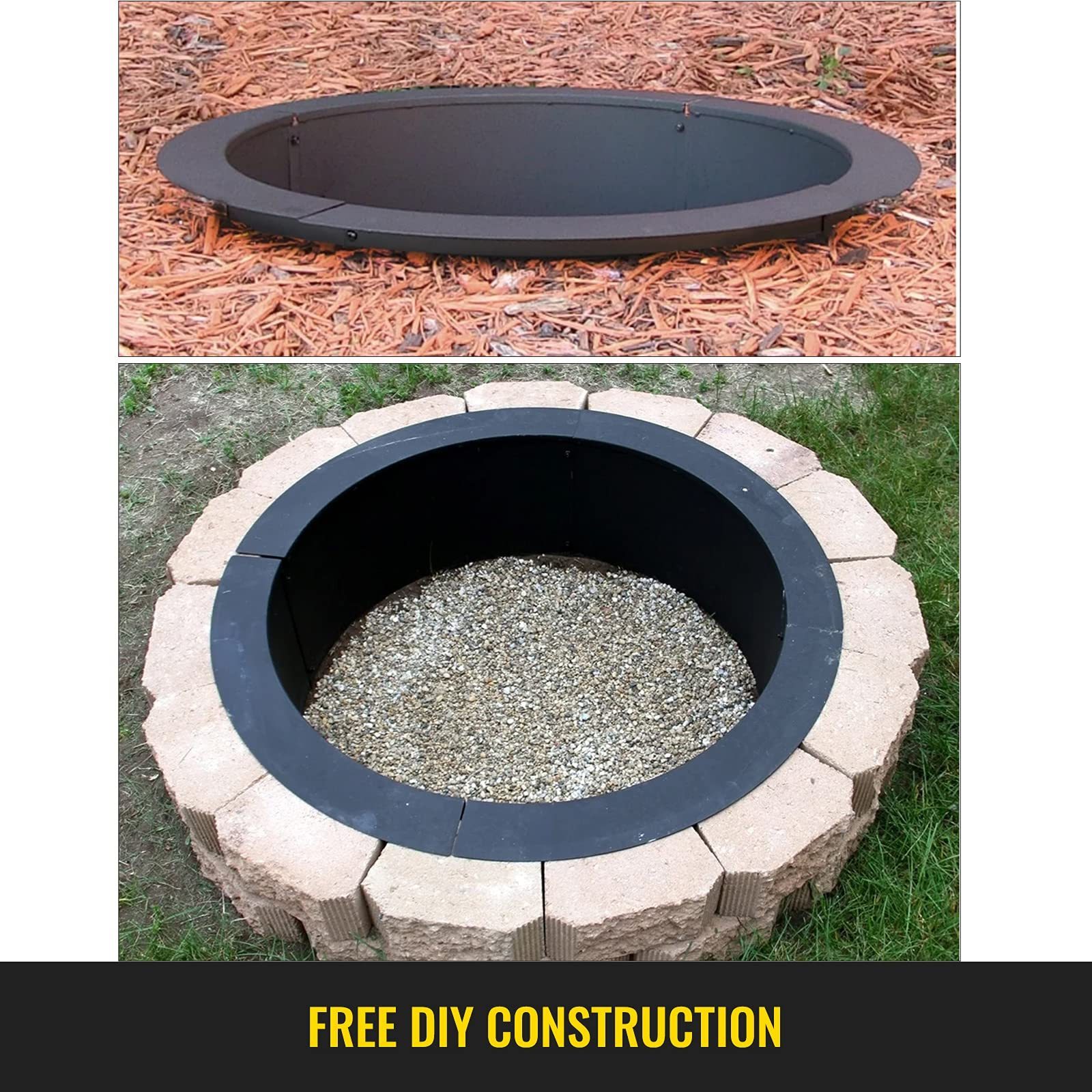 Fire Pit Ring 36-Inch Outer/30-Inch Inner Diameter, Fire Pit Insert 3.0mm Thick Heavy Duty Solid Steel,Campfire Ring for Outdoor