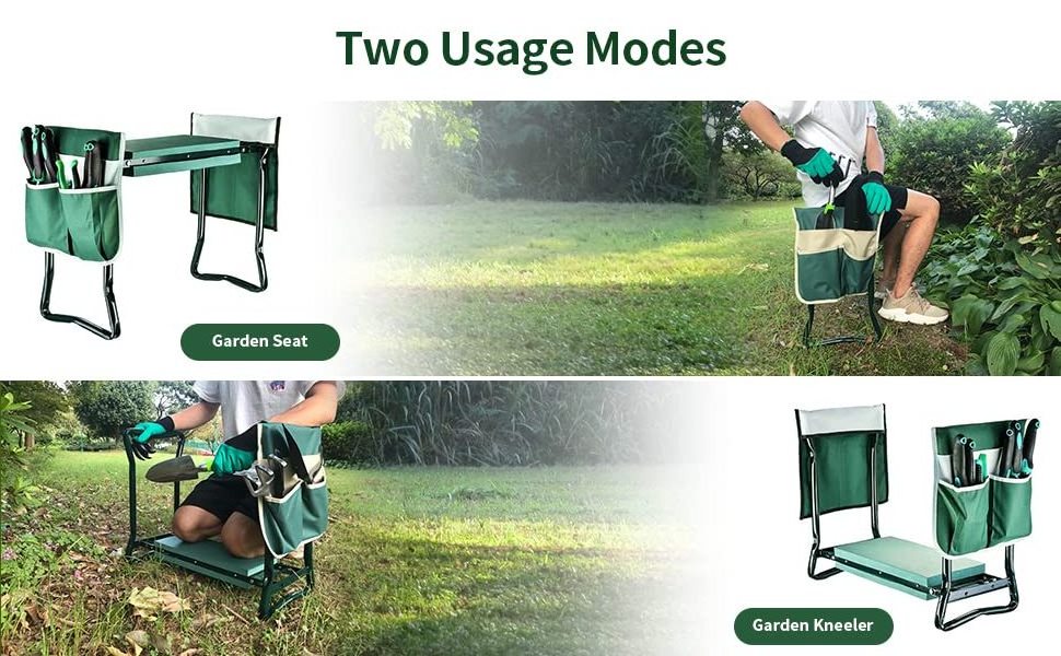 Garden Kneeler Seat with Thicken Kneeling Pad and 1 Large Tool Pouch,Protects Your Knees, Clothes from Dirt & Grass Stains