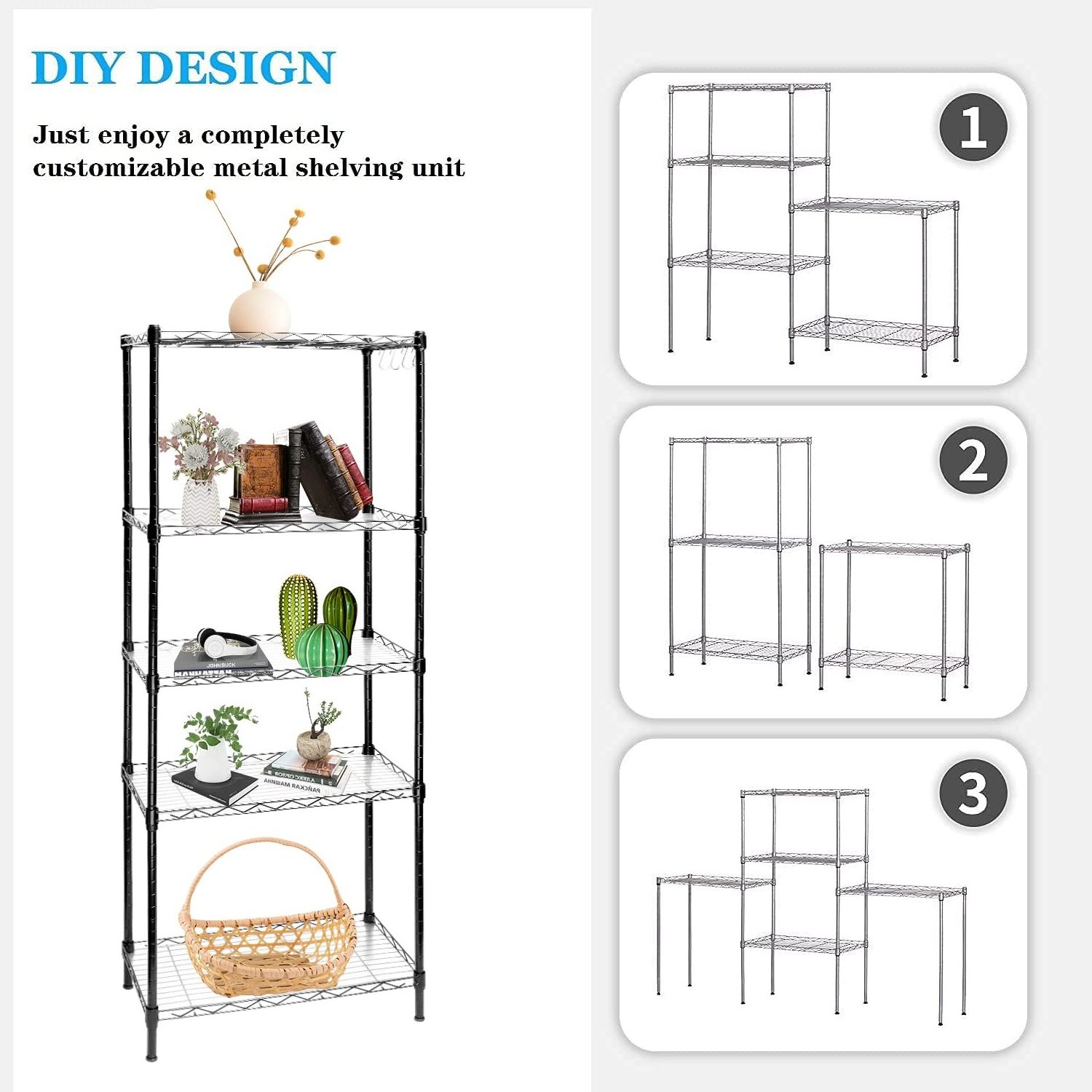 5 Tier Adjustable Wire Shelving Unit, 22