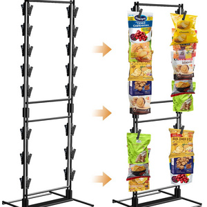 Retail Display Rack Clip Candy Chip Bag Holder Hanger Potato Stand 2-Row Black Portable Organizer