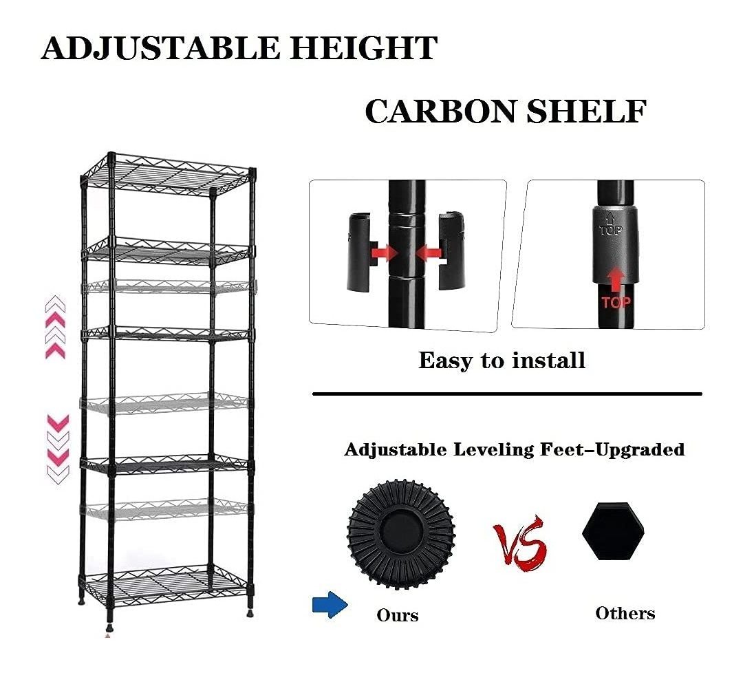 5 Tier Adjustable Wire Shelving Unit, 22