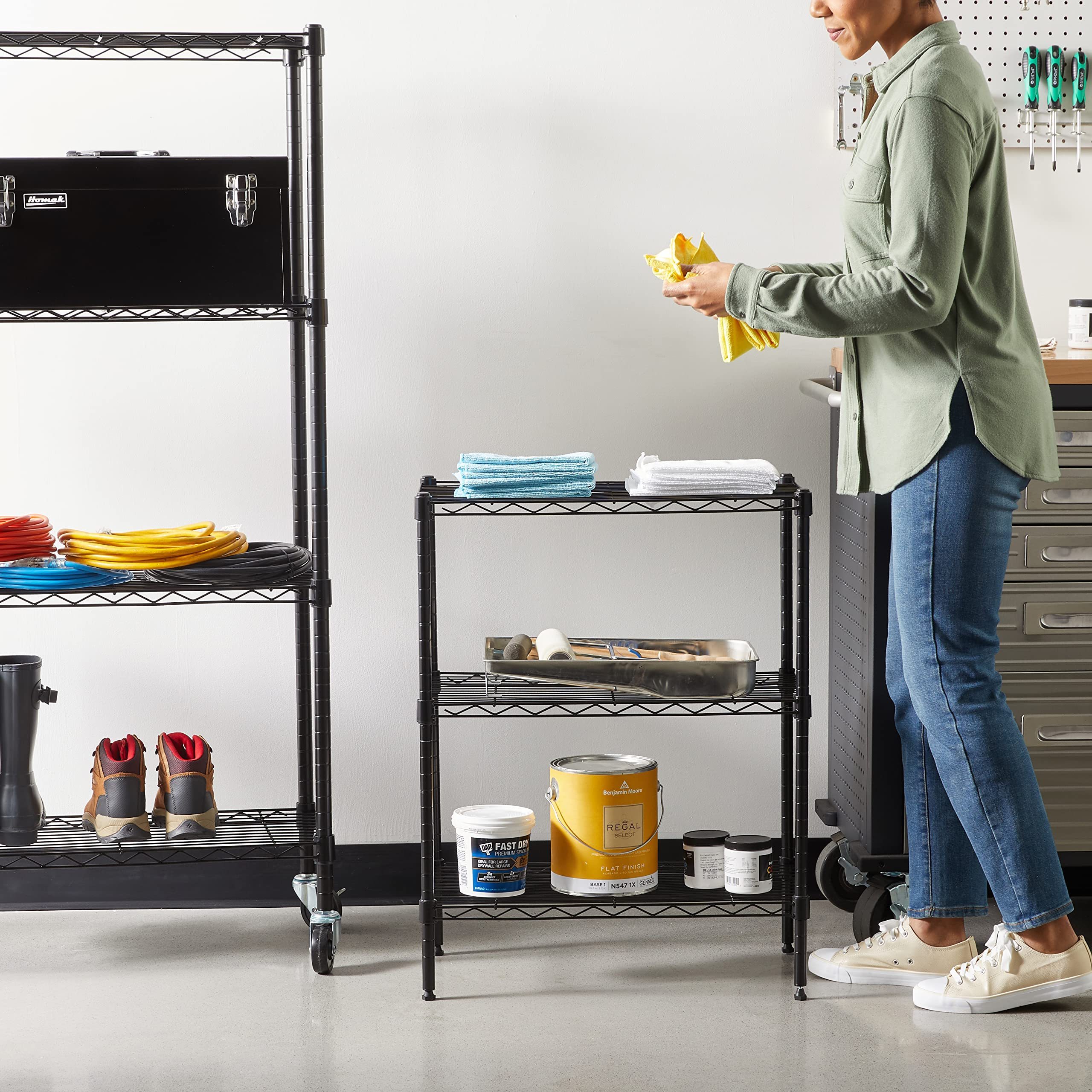 3-Shelf Narrow Adjustable, Heavy Duty Storage Shelving Unit (250 lbs loading capacity per shelf), Steel Organizer Wire Rack