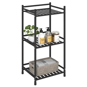 3 Tier Bathroom Storage Open Shelf Unit, Free-Standing Metal Corner Rack Shelving for Kitchen, Living Room, Hallway