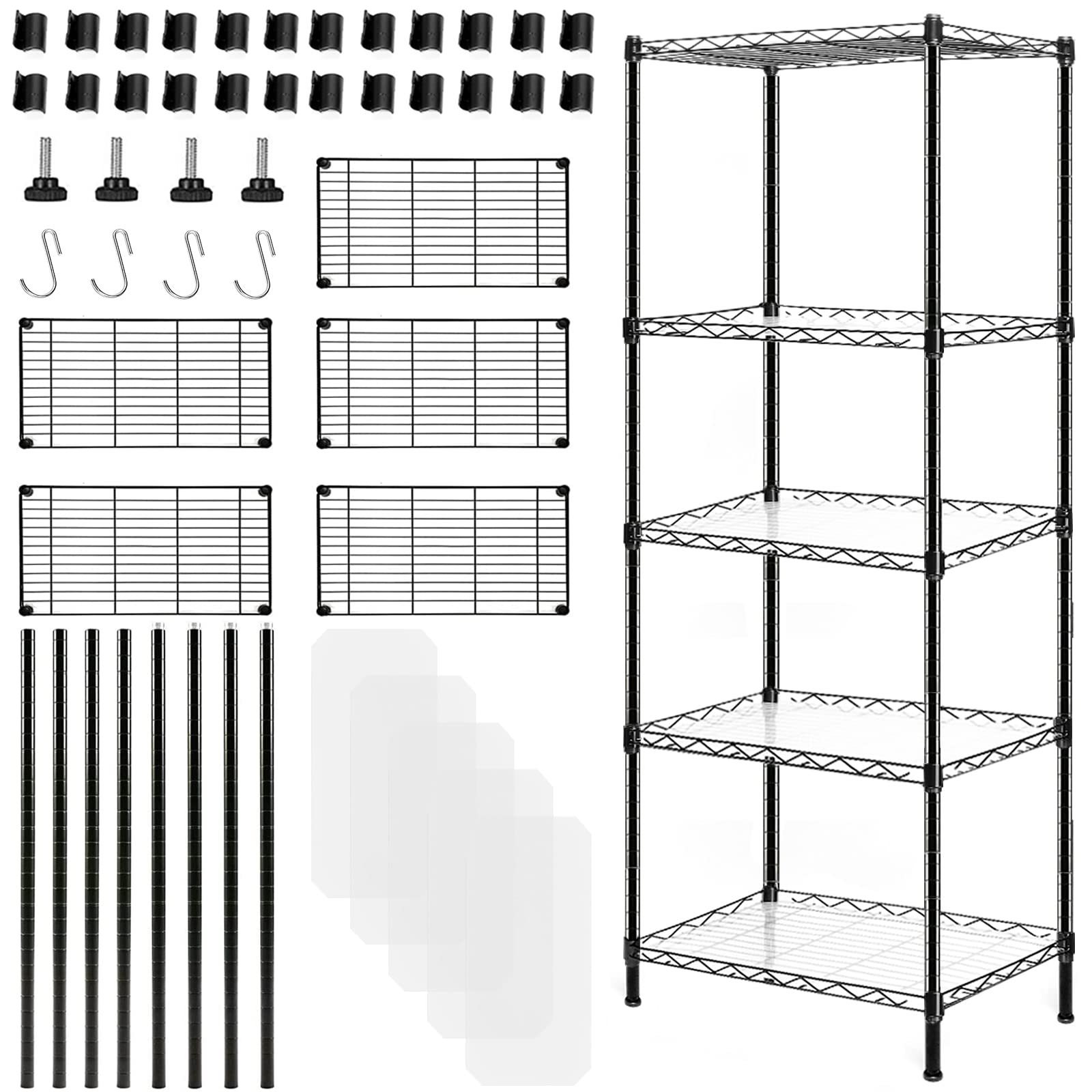 5 Tier Adjustable Wire Shelving Unit, 22