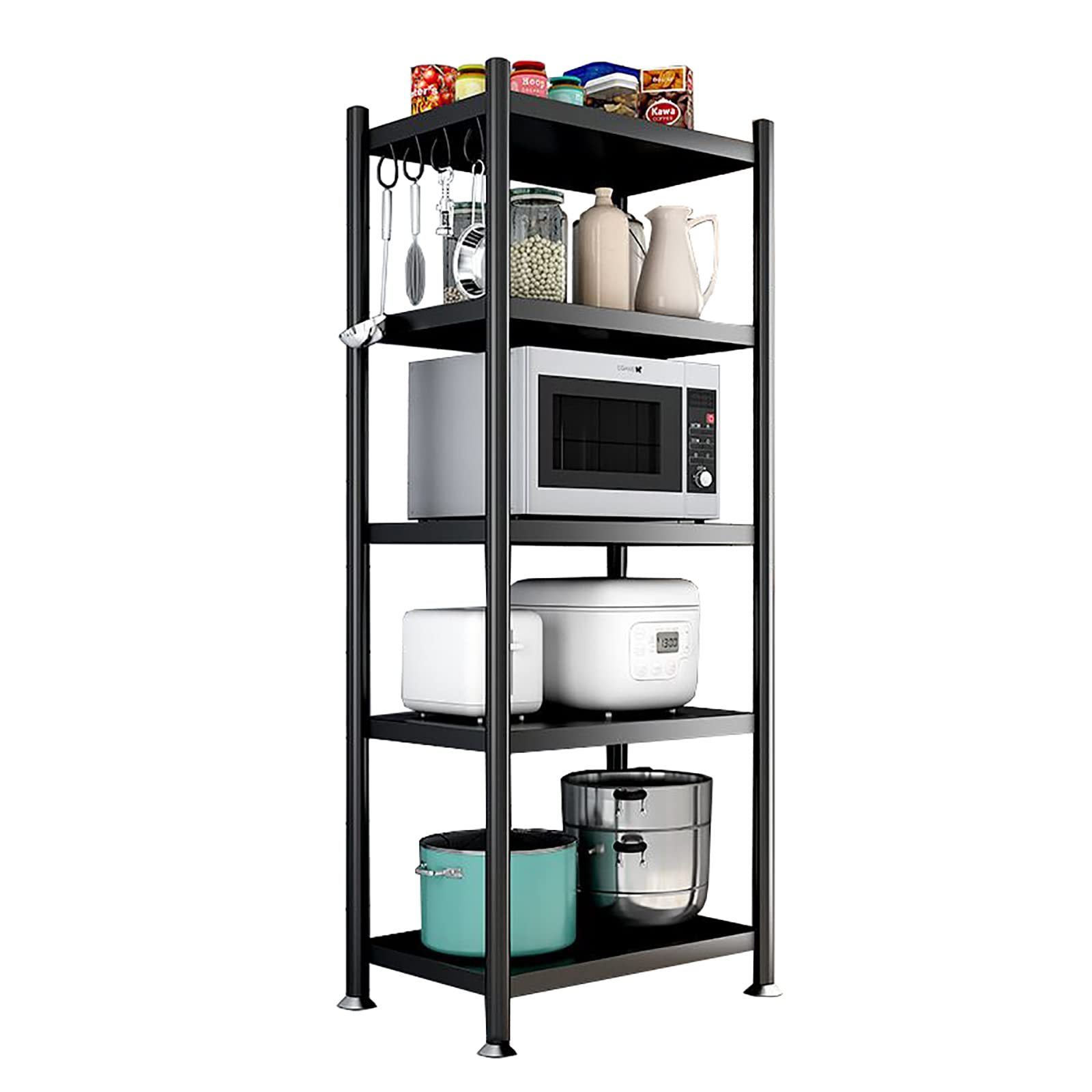 5-Tier Kitchen Stand Large Standing Baker's Racks Microwave Stand with Hutch and Storage Kitchen Utility Storage Shelf