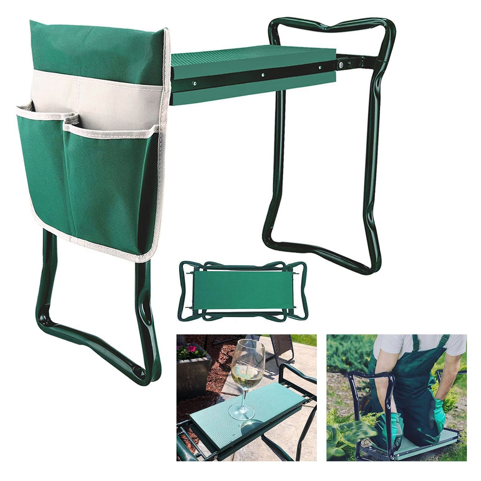 Garden Kneeler Seat with Thicken Kneeling Pad and 1 Large Tool Pouch,Protects Your Knees, Clothes from Dirt & Grass Stains