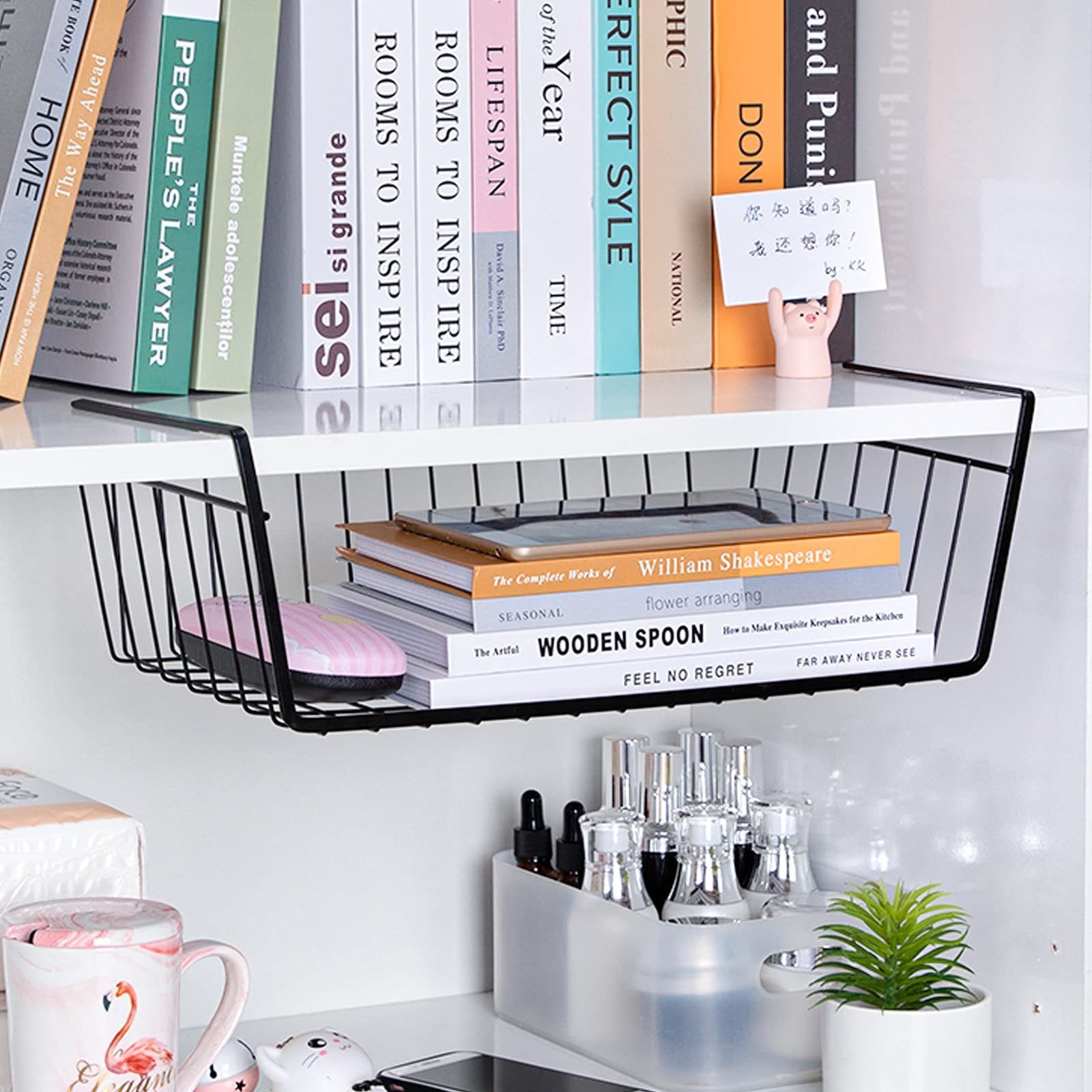 Undershelf Storage Basket Under Shelf Wire Basket Household Metal Under Shelf Hanging Storage Bin Basket Slides Under Shelves