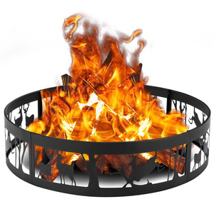 36 Fire Ring, Burning Campfire Ring, Heavy Duty Fire Pit w/Extra Poker, Outdoor Bonfire Liner for Camping Living Wilderness