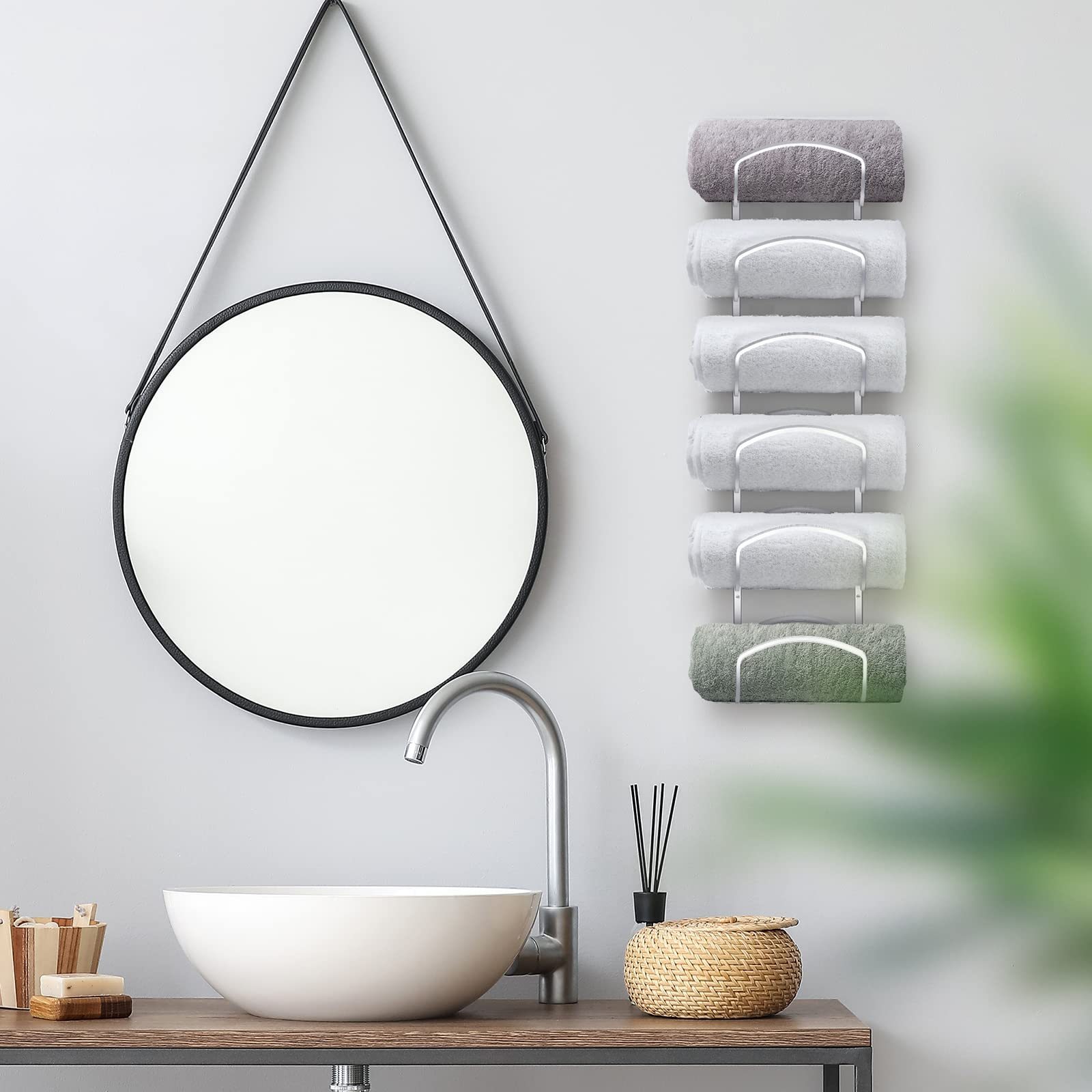 Towel Racks for Bathroom, Towel Rack Wall Mounted Bathroom Towel Holder, Towel Storage for Rolled Bath Shower Hand Towel