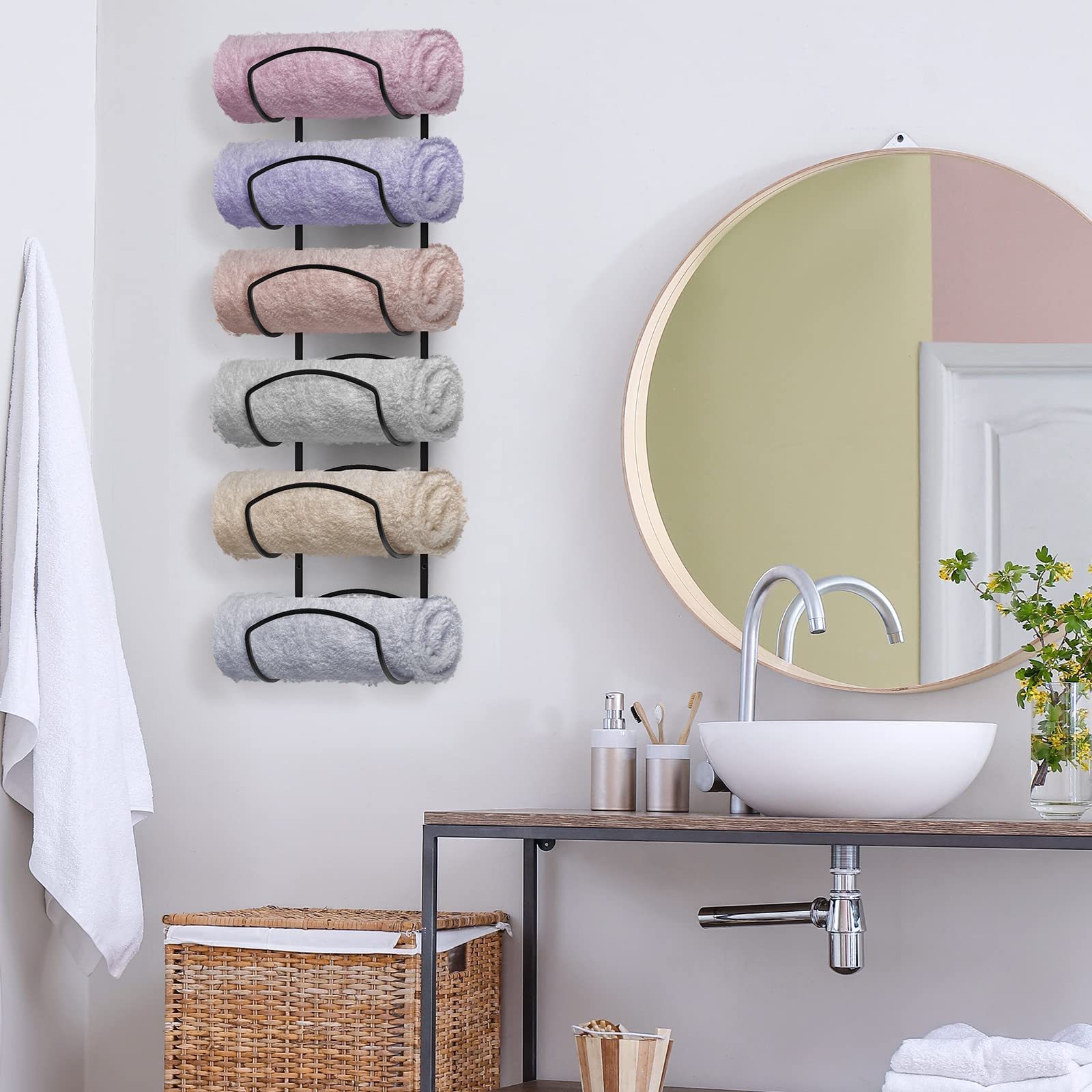 Towel Racks for Bathroom, Towel Rack Wall Mounted Bathroom Towel Holder, Towel Storage for Rolled Bath Shower Hand Towel