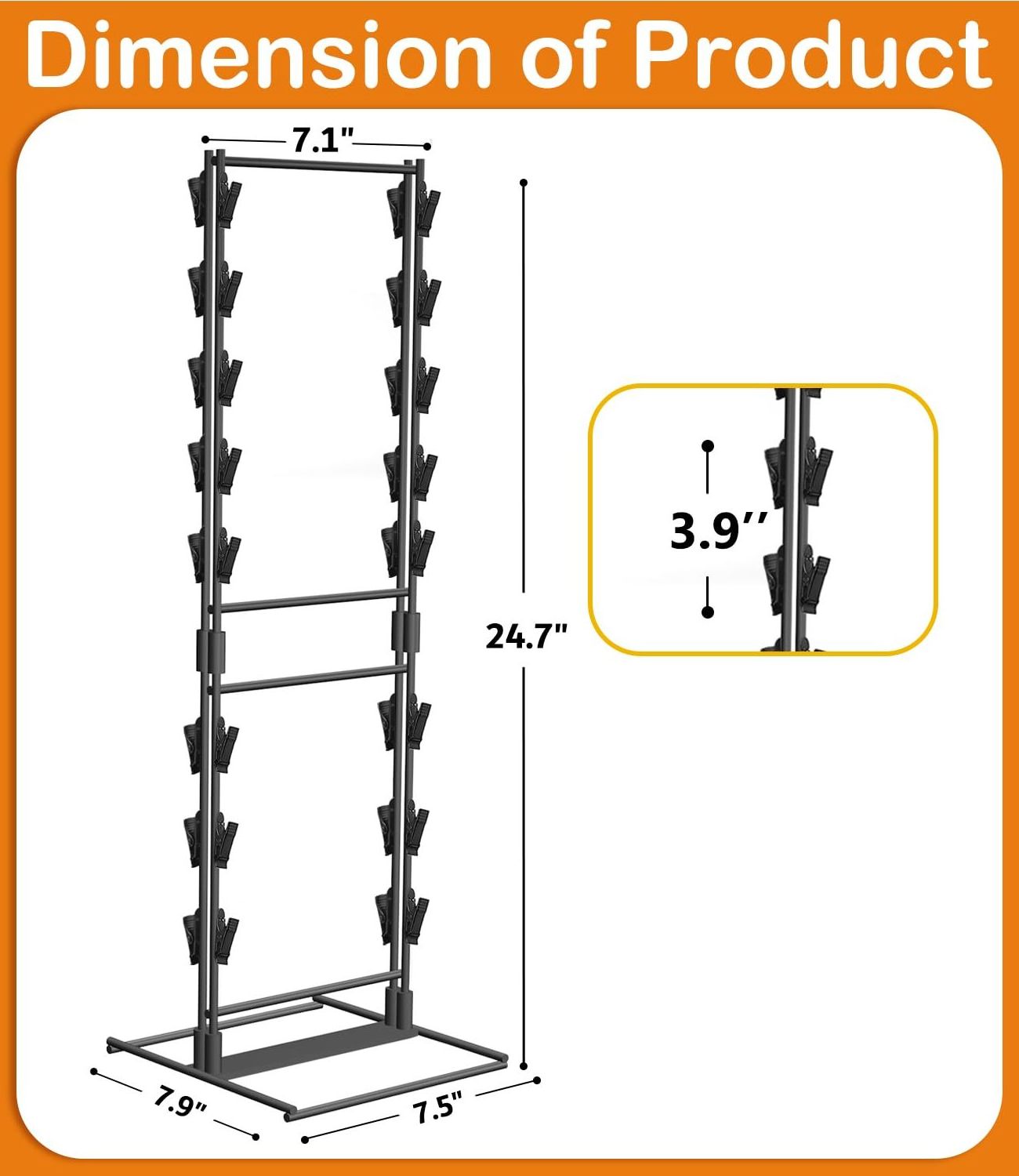 Retail Display Rack Clip Candy Chip Bag Holder Hanger Potato Stand 2-Row Black Portable Organizer