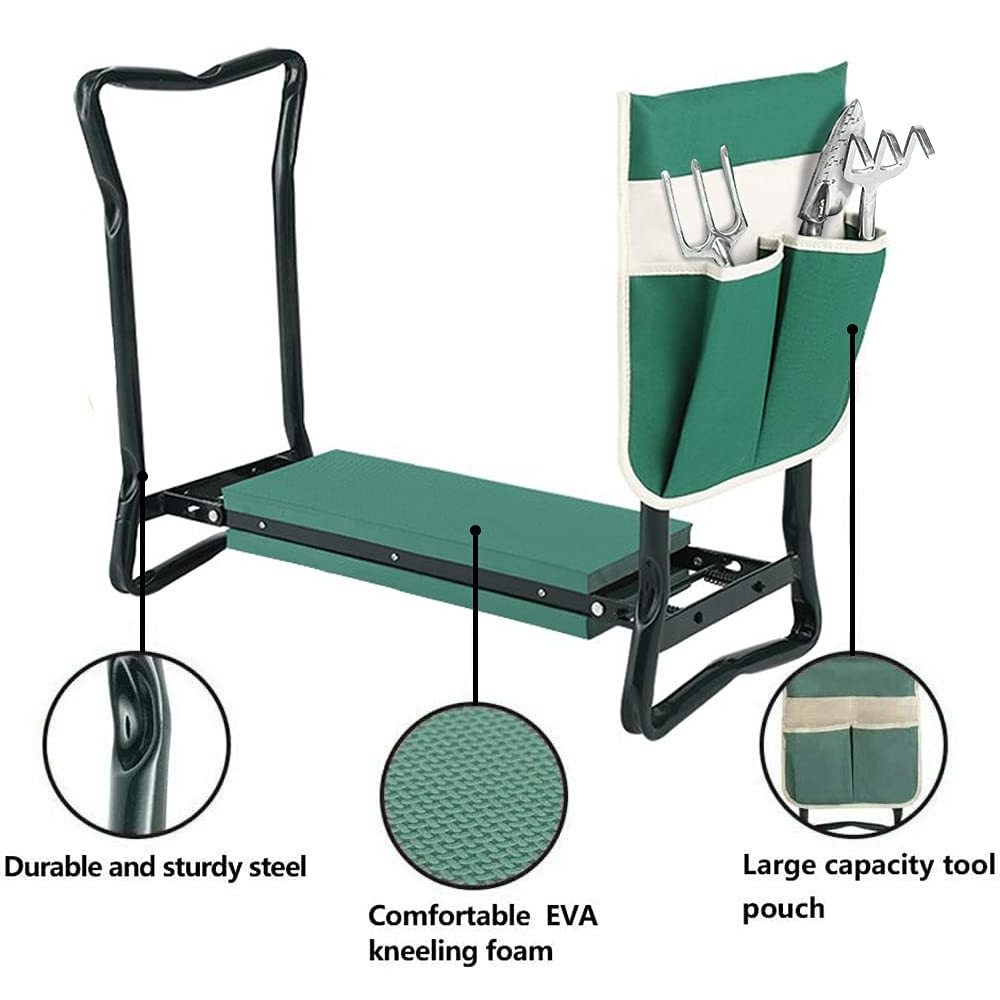 Garden Kneeler Seat with Thicken Kneeling Pad and 1 Large Tool Pouch,Protects Your Knees, Clothes from Dirt & Grass Stains